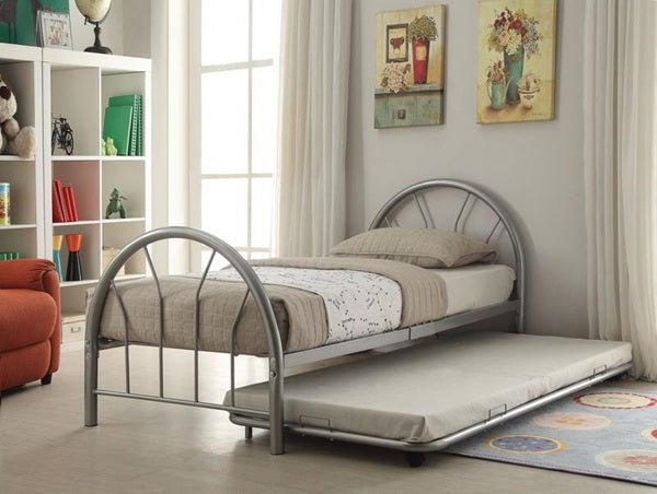 Twin Silver Metal Trundle Bed
