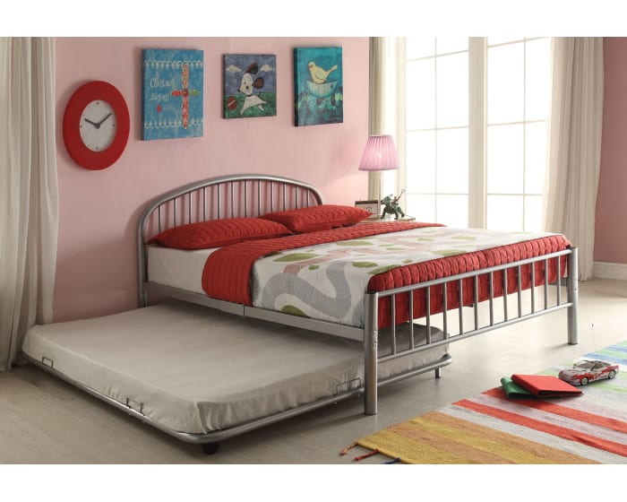 Twin Silver Metal Trundle Bed