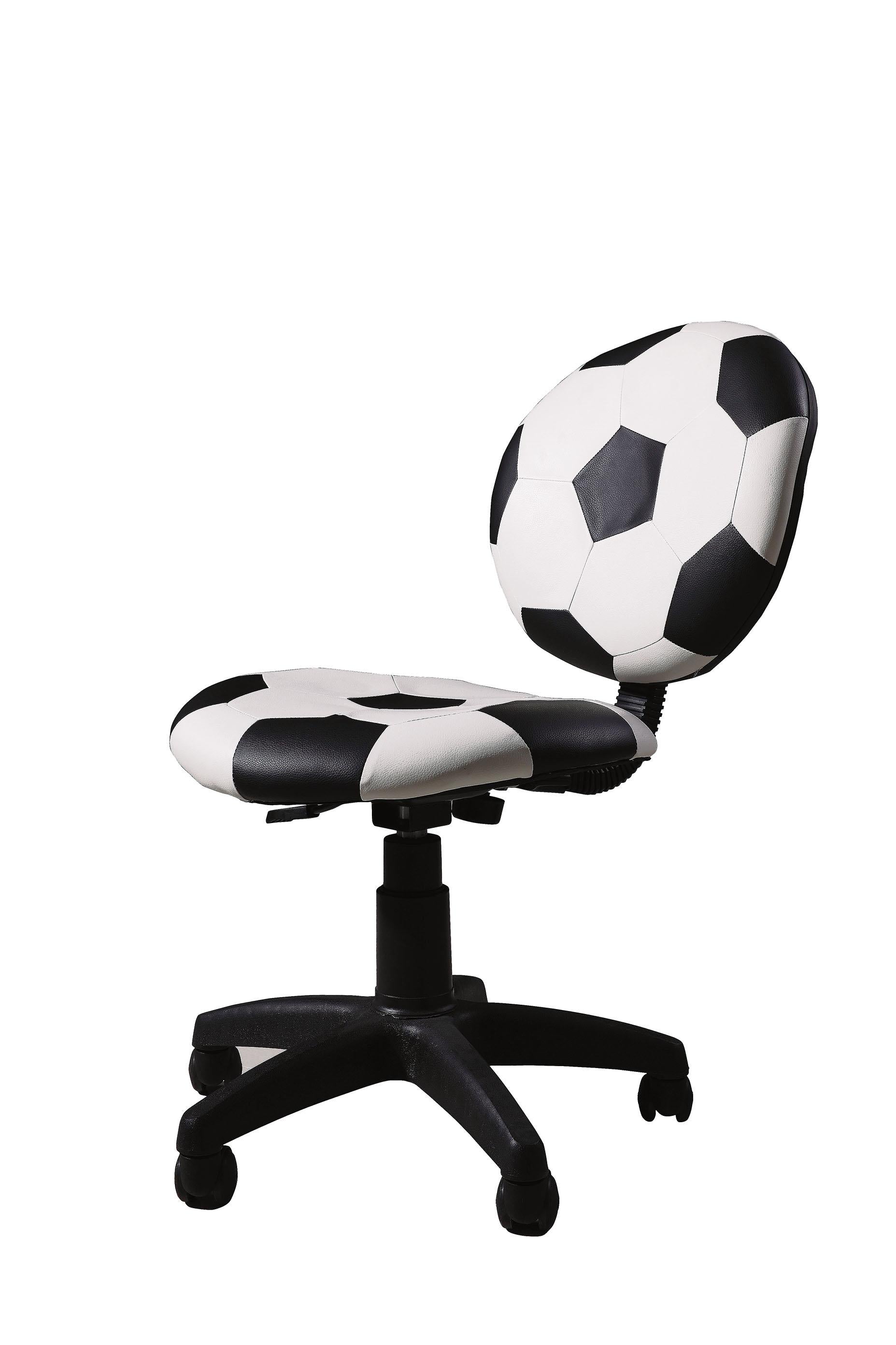 Youth Office Chair With Pneumatic Lift Soccerball - Pu Plastic Foam Soccerball : Black  White