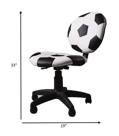 Youth Office Chair With Pneumatic Lift Soccerball - Pu Plastic Foam Soccerball : Black  White