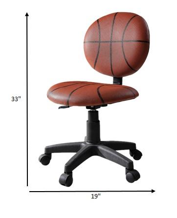 Youth Office Chair with Pneumatic Lift, Basketball - PU, Plastic, Foam Basketball: Brown