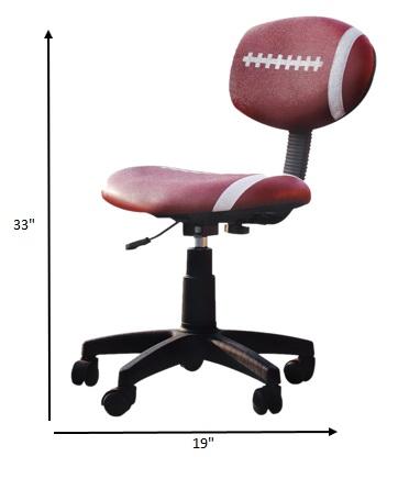 Youth Office Chair With Pneumatic Lift, Football - Pu, Plastic, Foam Football: Brown