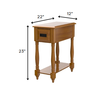 Rectangular Light Oak Finish Wood Side Table