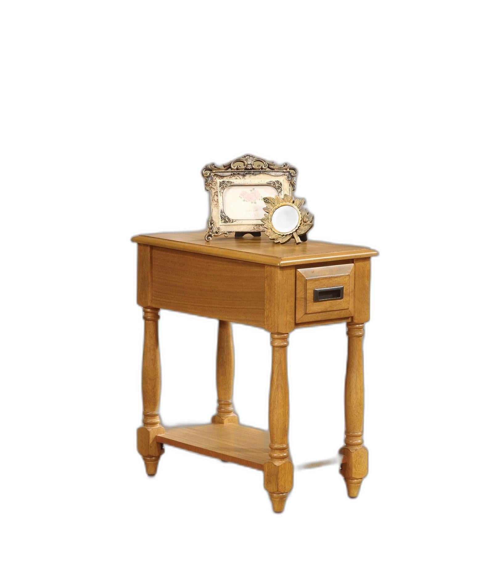 Rectangular Light Oak Finish Wood Side Table