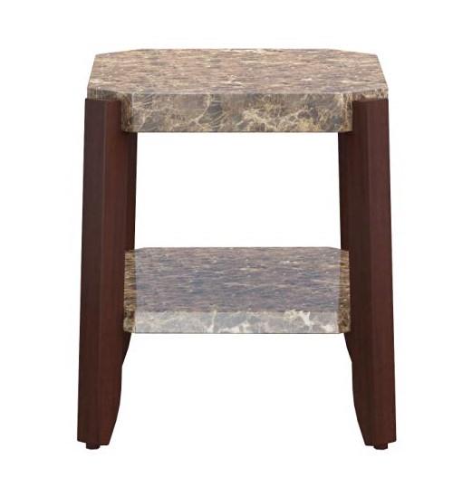 Faux Marble And Brown End Table