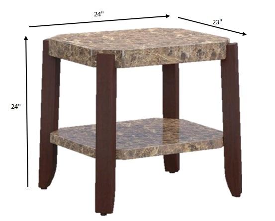 Faux Marble And Brown End Table