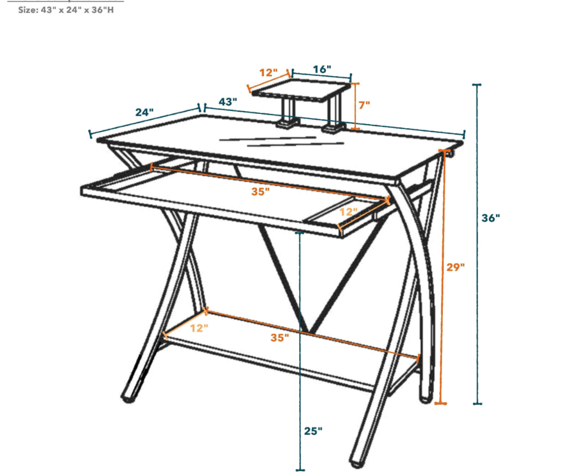 Sleek Black Glass Computer Desk