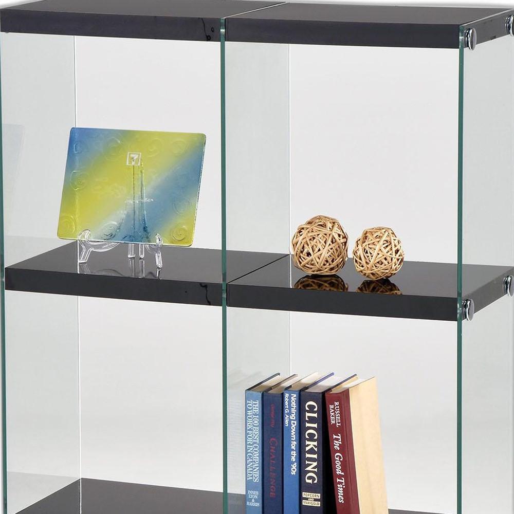 Bookcase Black  Clear Glass - Mdf Poly  Glass Black  Clear Glass