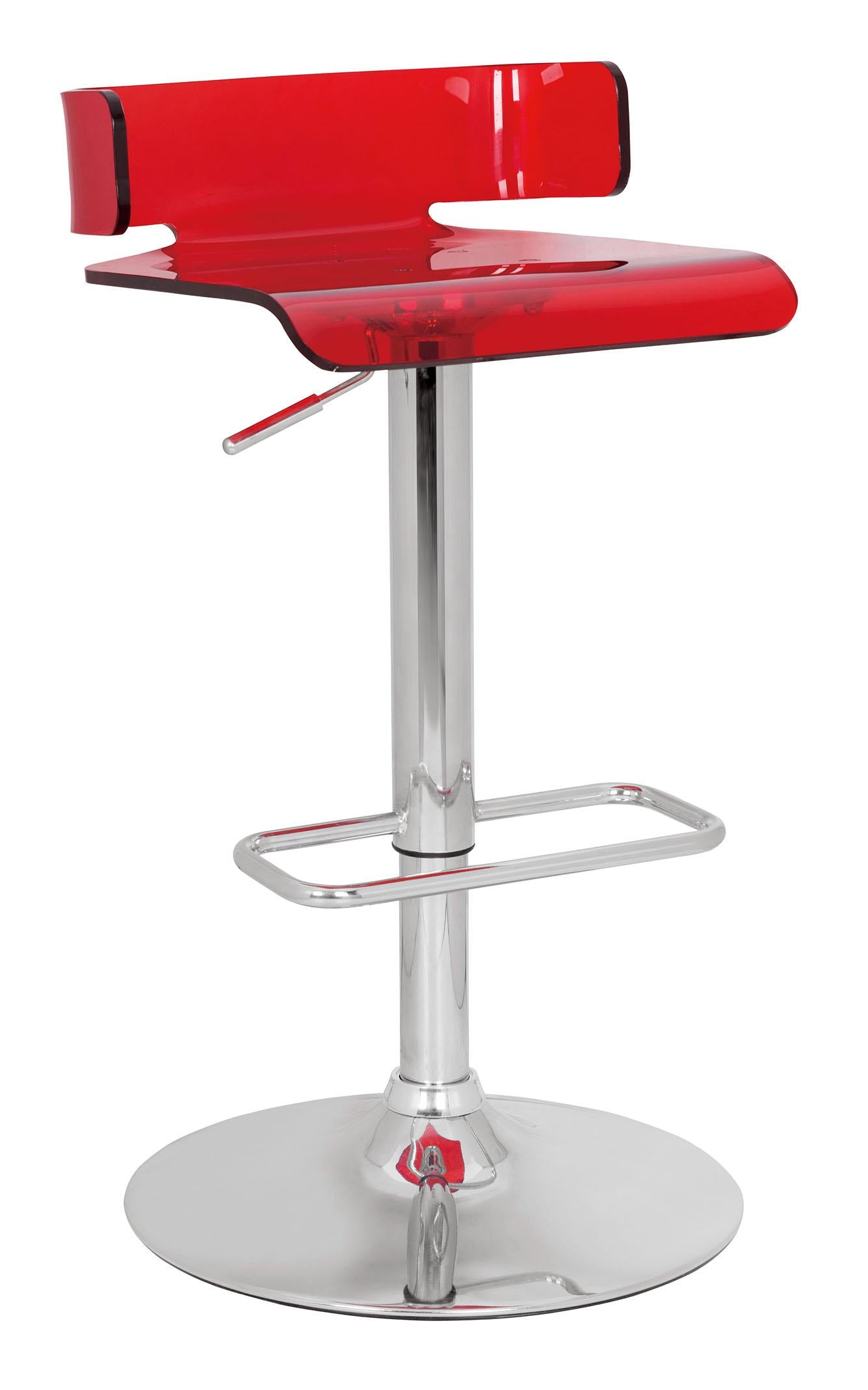 Red Chrome Swivel Adjustable Bar Stool