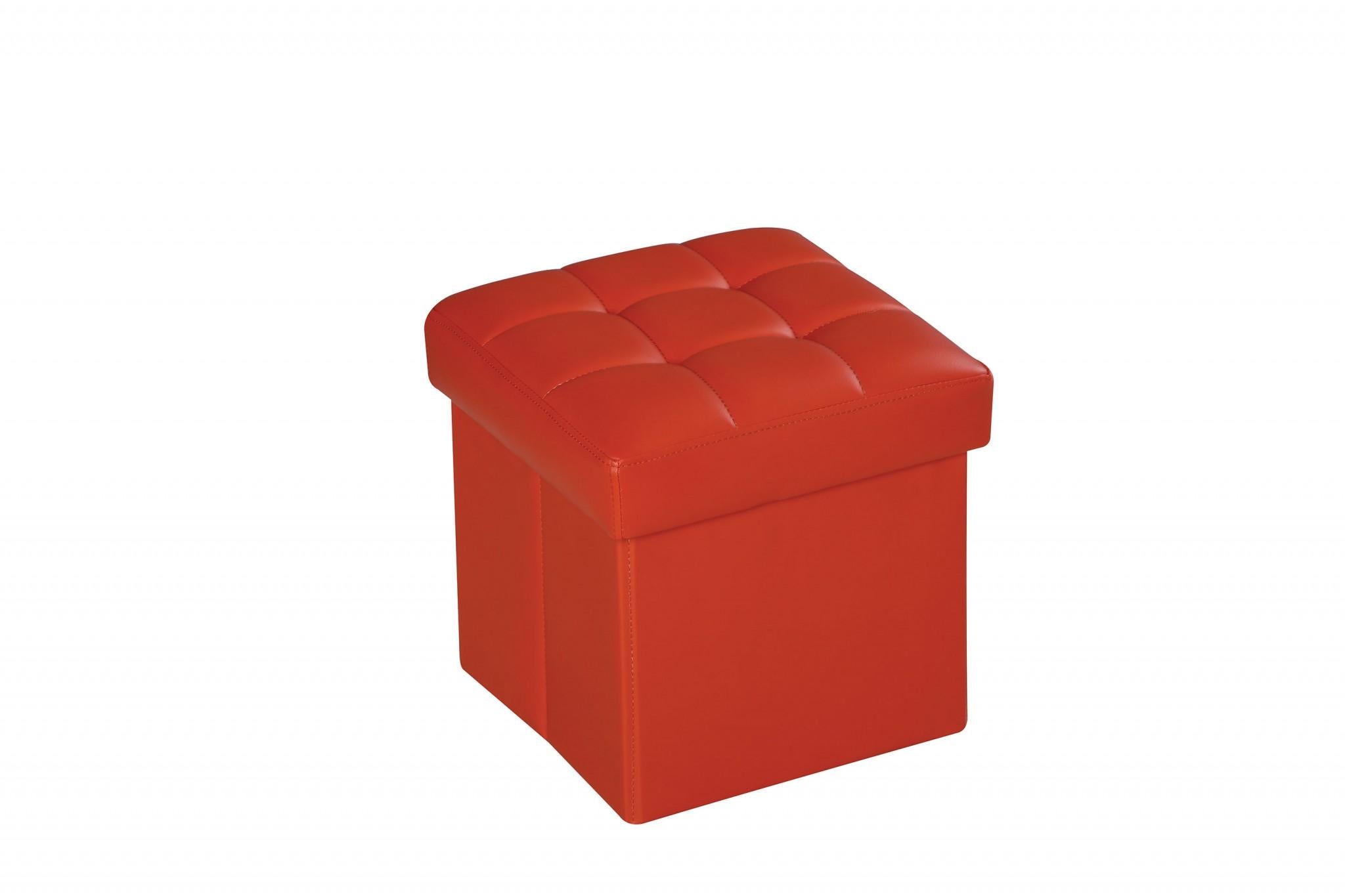 Ottoman with Storage (Youth), Red PU - MDF, PU Red PU