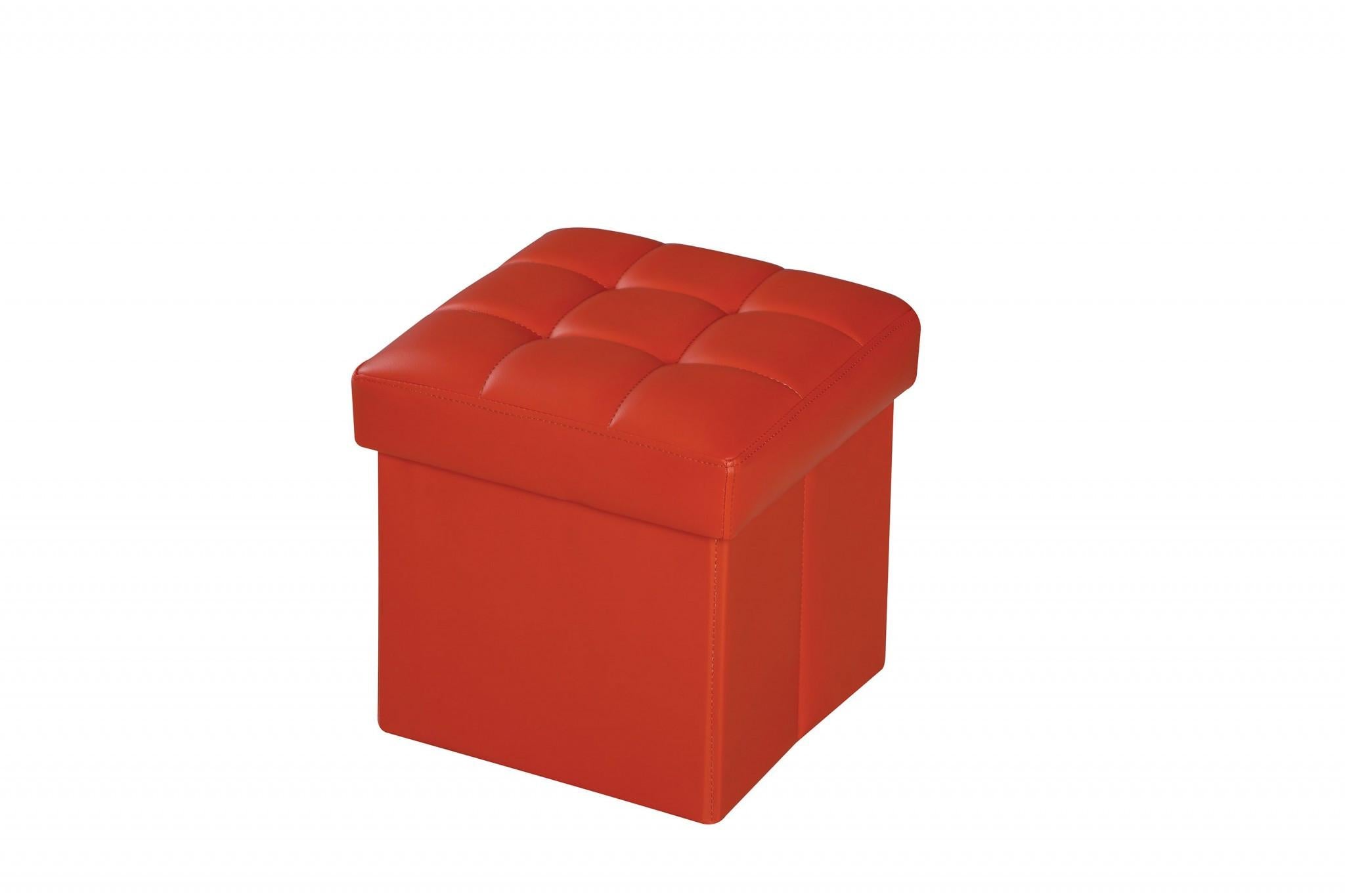 Ottoman with Storage (Youth), Red PU - MDF, PU Red PU