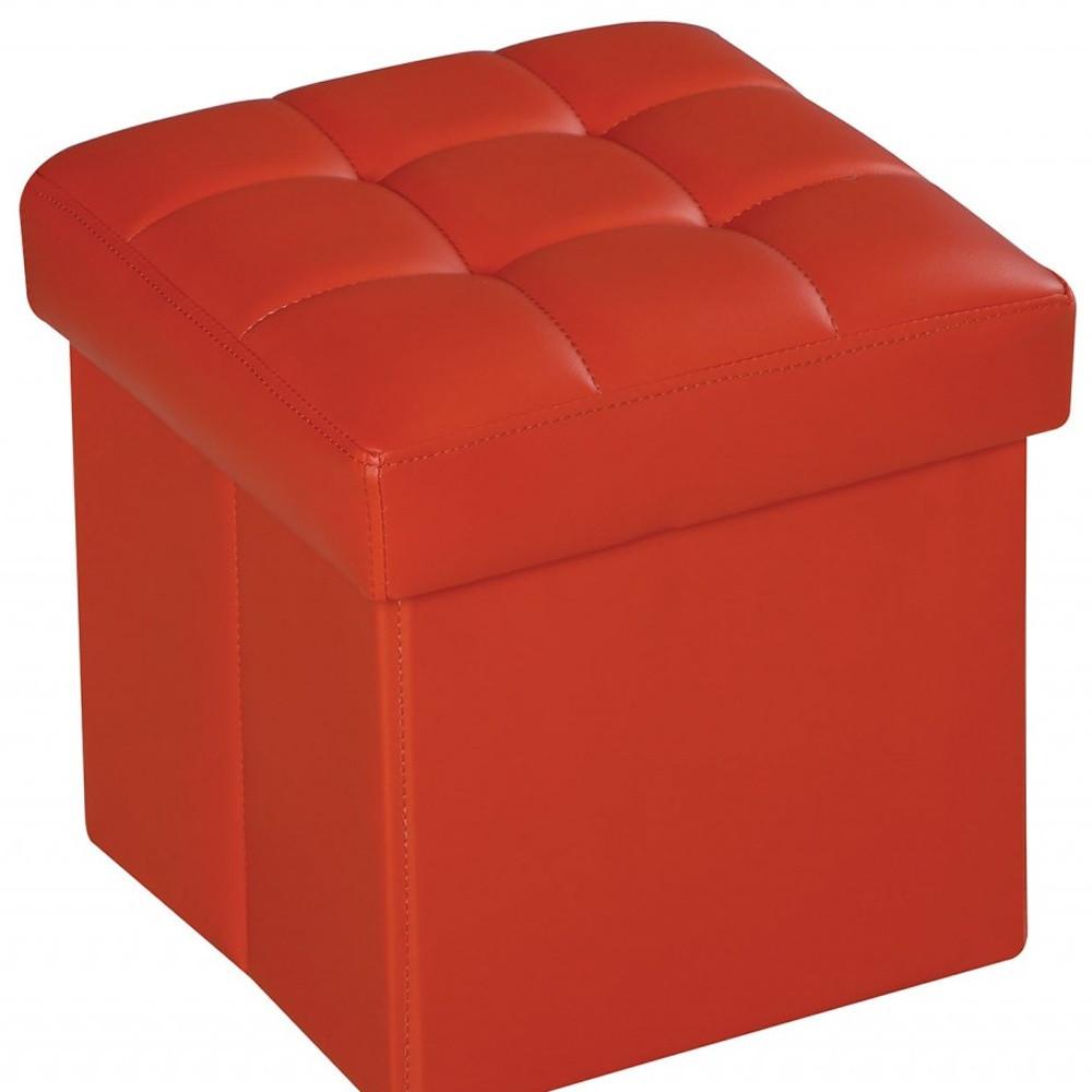 Ottoman with Storage (Youth), Red PU - MDF, PU Red PU