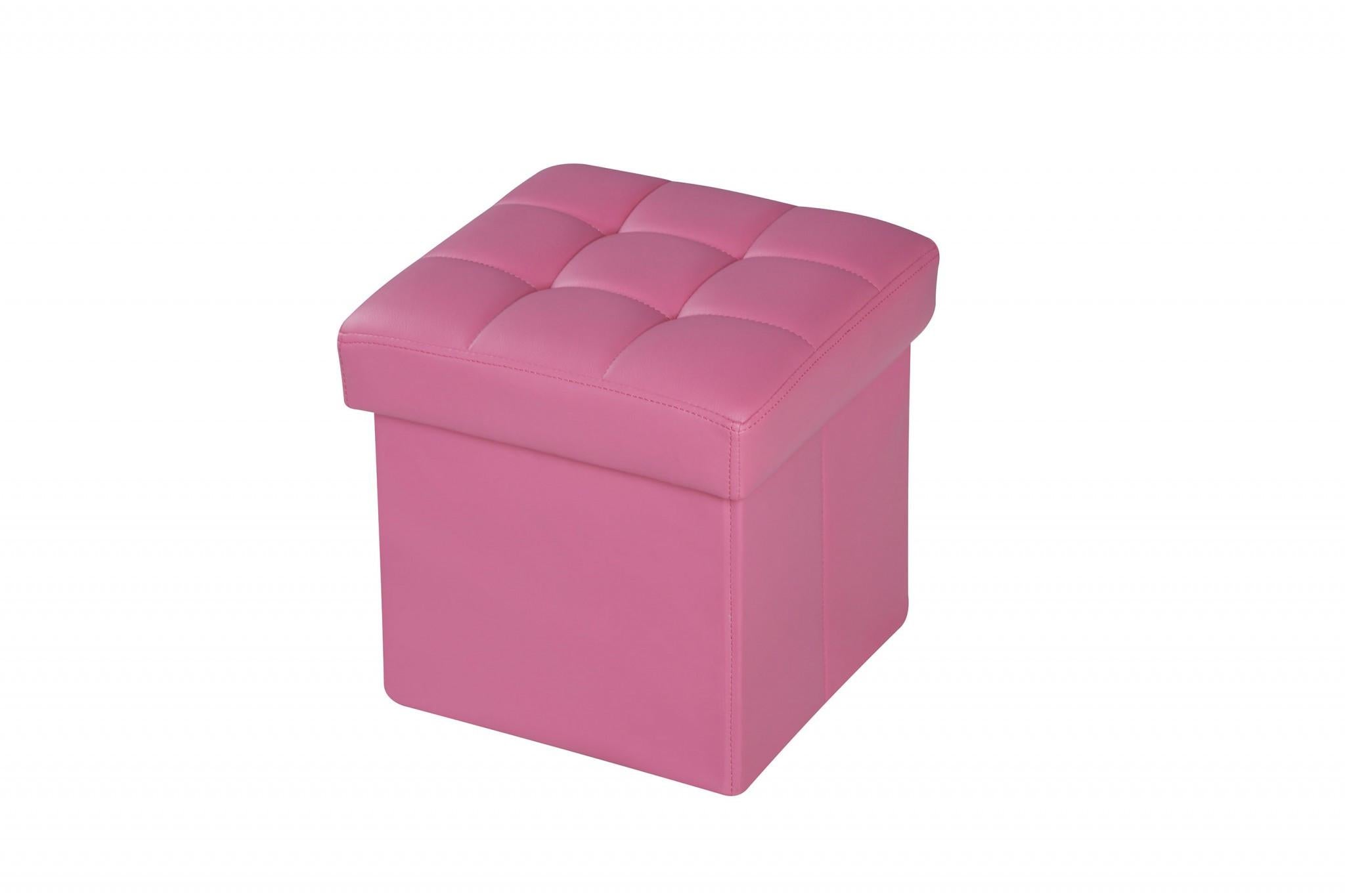 Ottoman with Storage (Youth), Pink PU - MDF, PU Pink PU