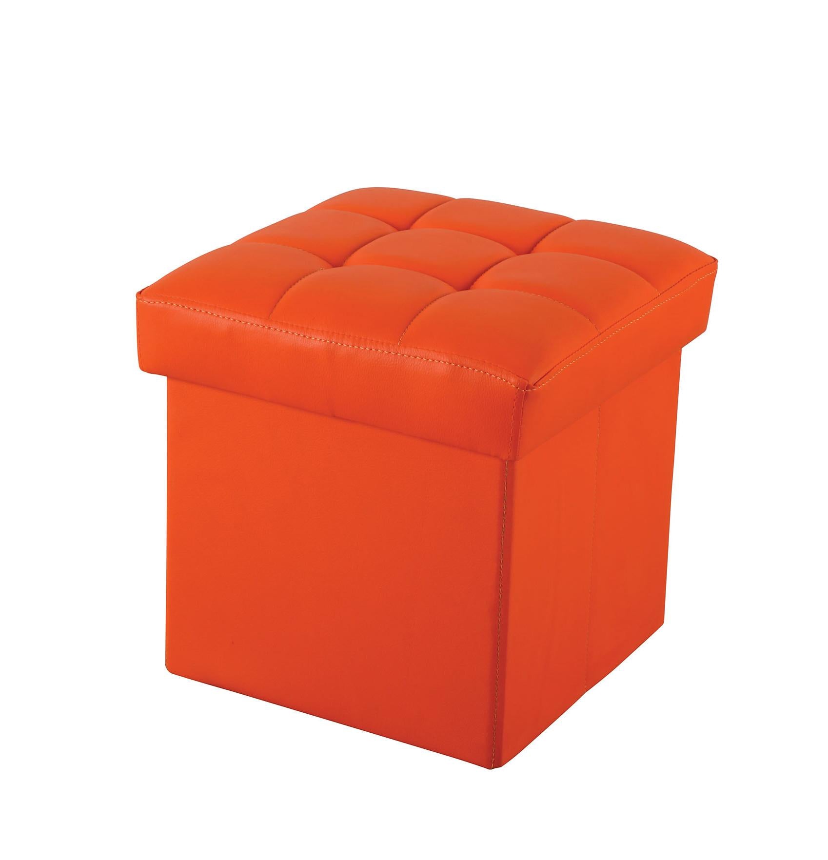 Ottoman with Storage (Youth), Orange PU - MDF, PU Orange PU