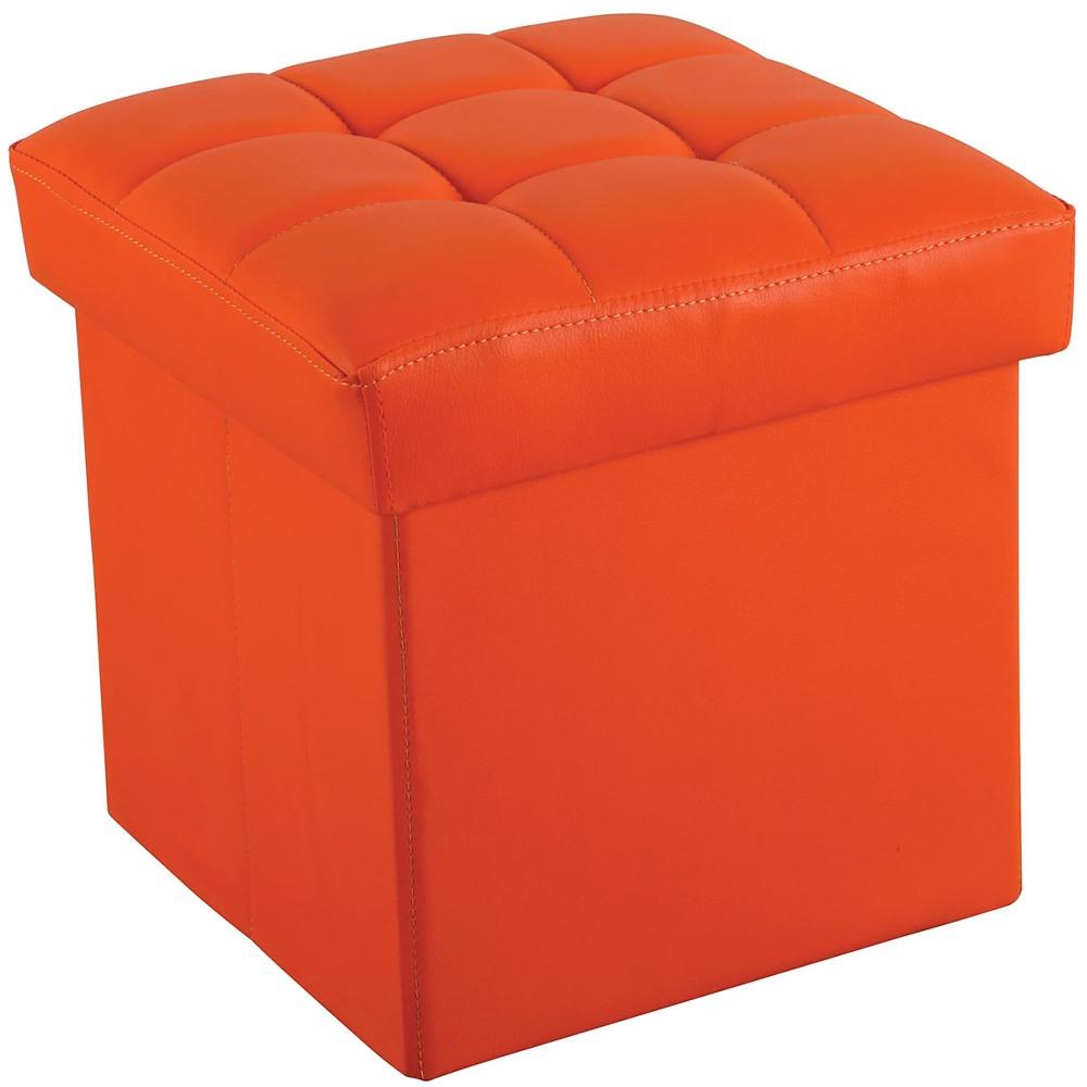 Ottoman with Storage (Youth), Orange PU - MDF, PU Orange PU