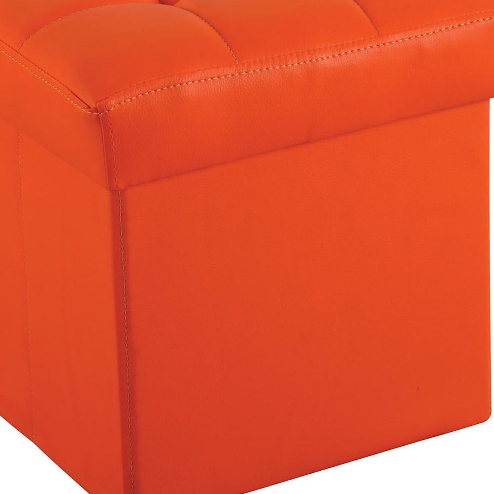 Ottoman with Storage (Youth), Orange PU - MDF, PU Orange PU