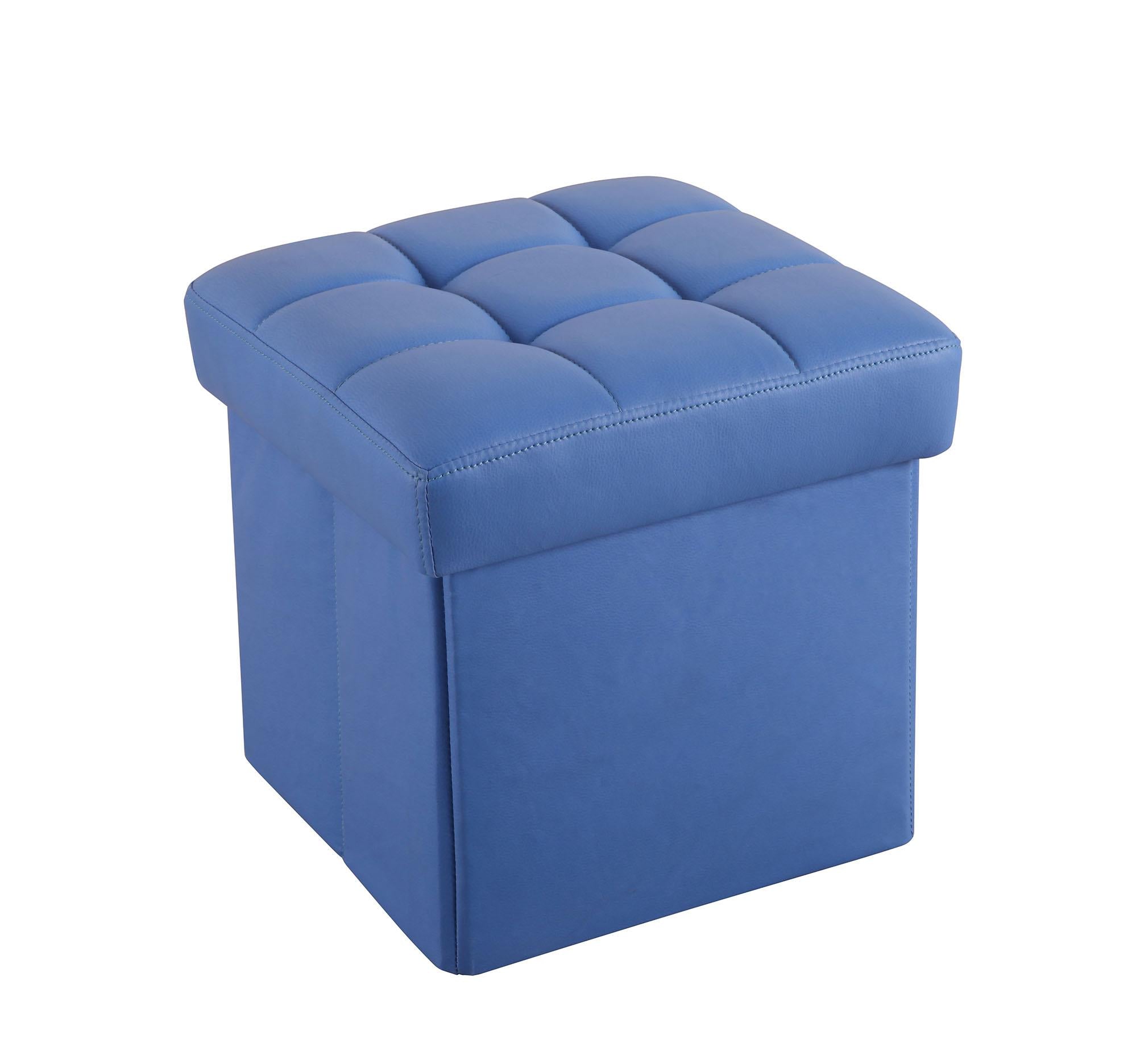 Ottoman with Storage (Youth), Blue PU - MDF, PU Blue PU