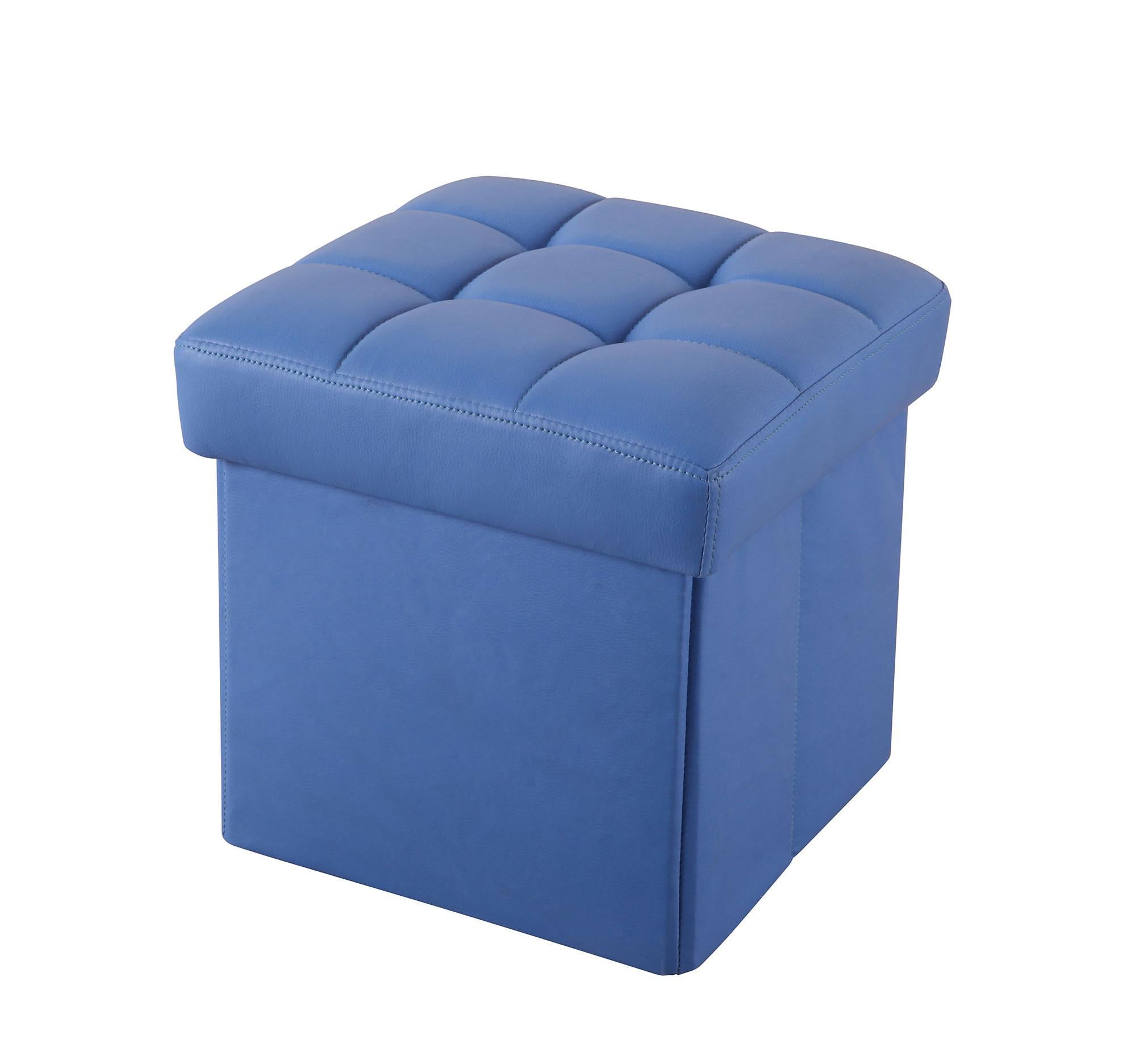 Ottoman with Storage (Youth), Blue PU - MDF, PU Blue PU