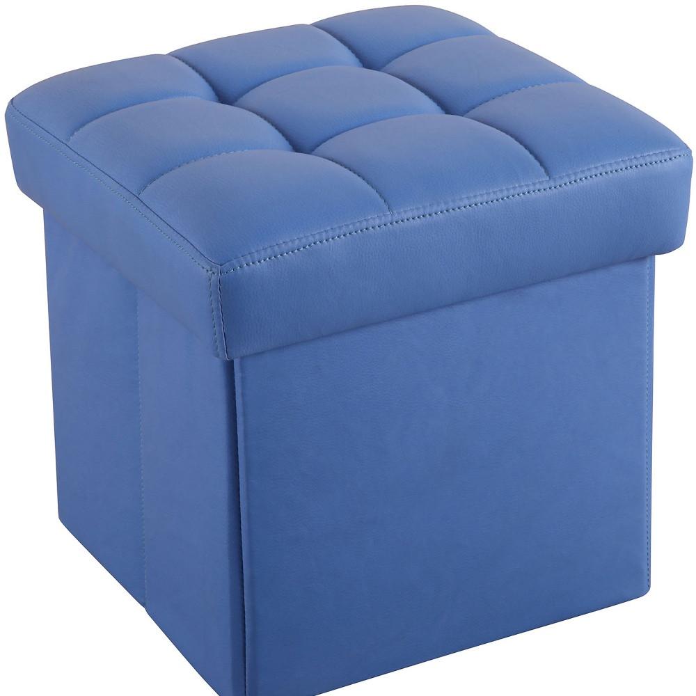 Ottoman with Storage (Youth), Blue PU - MDF, PU Blue PU