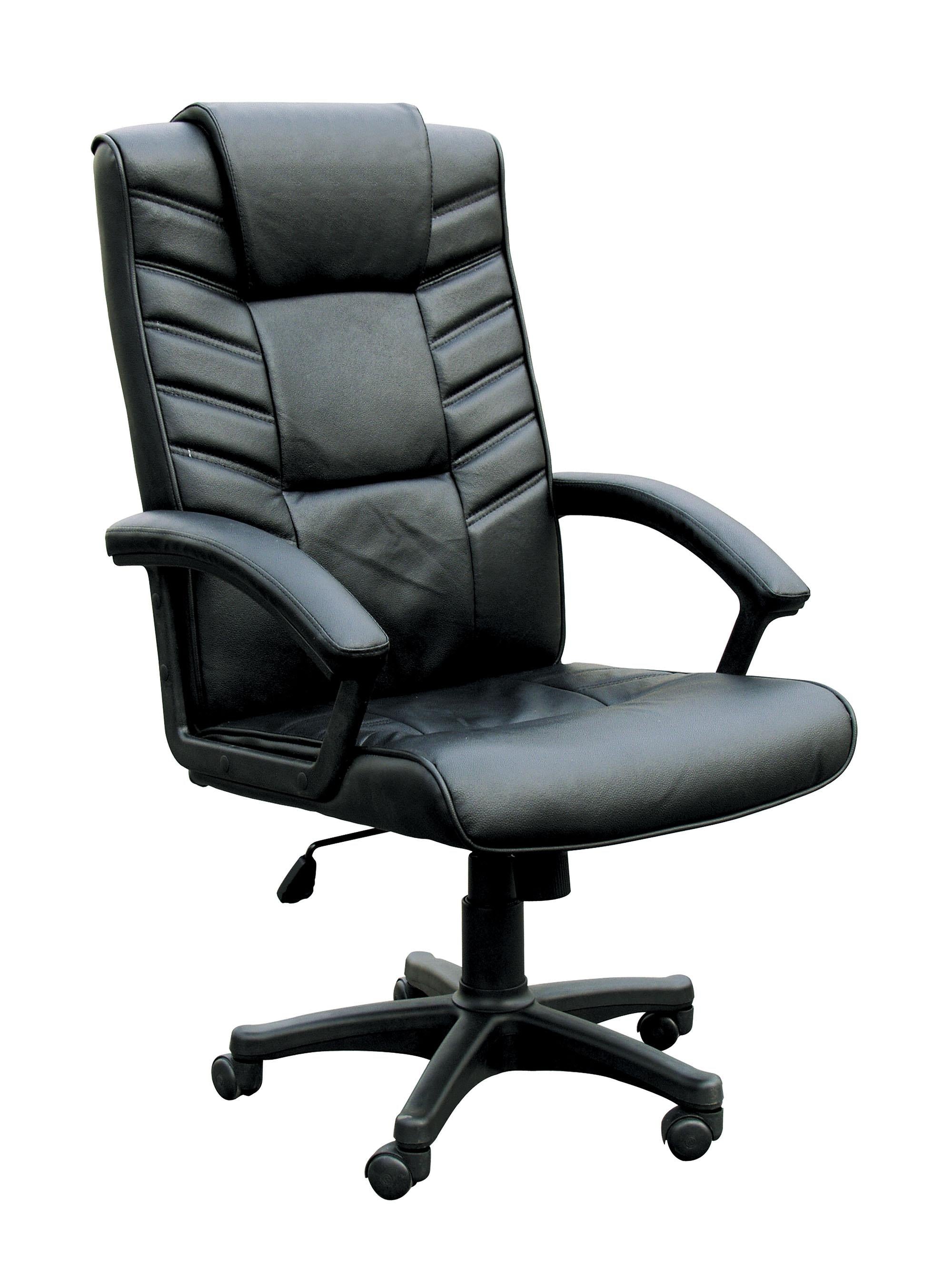 Chesterfield Office Chair with Pneumatic Lift, Black Bonded Leather