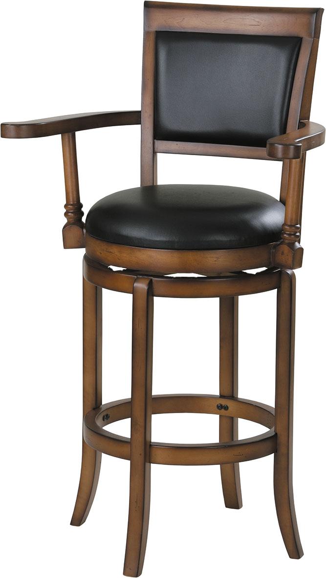 Chelsea Bar Chair with Swivel, Black PU & Oak