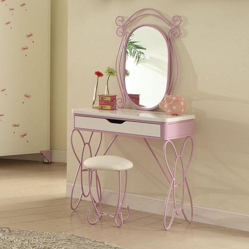Lilac and White Butterfly Design Desk Vanity Dressing Table Default Title