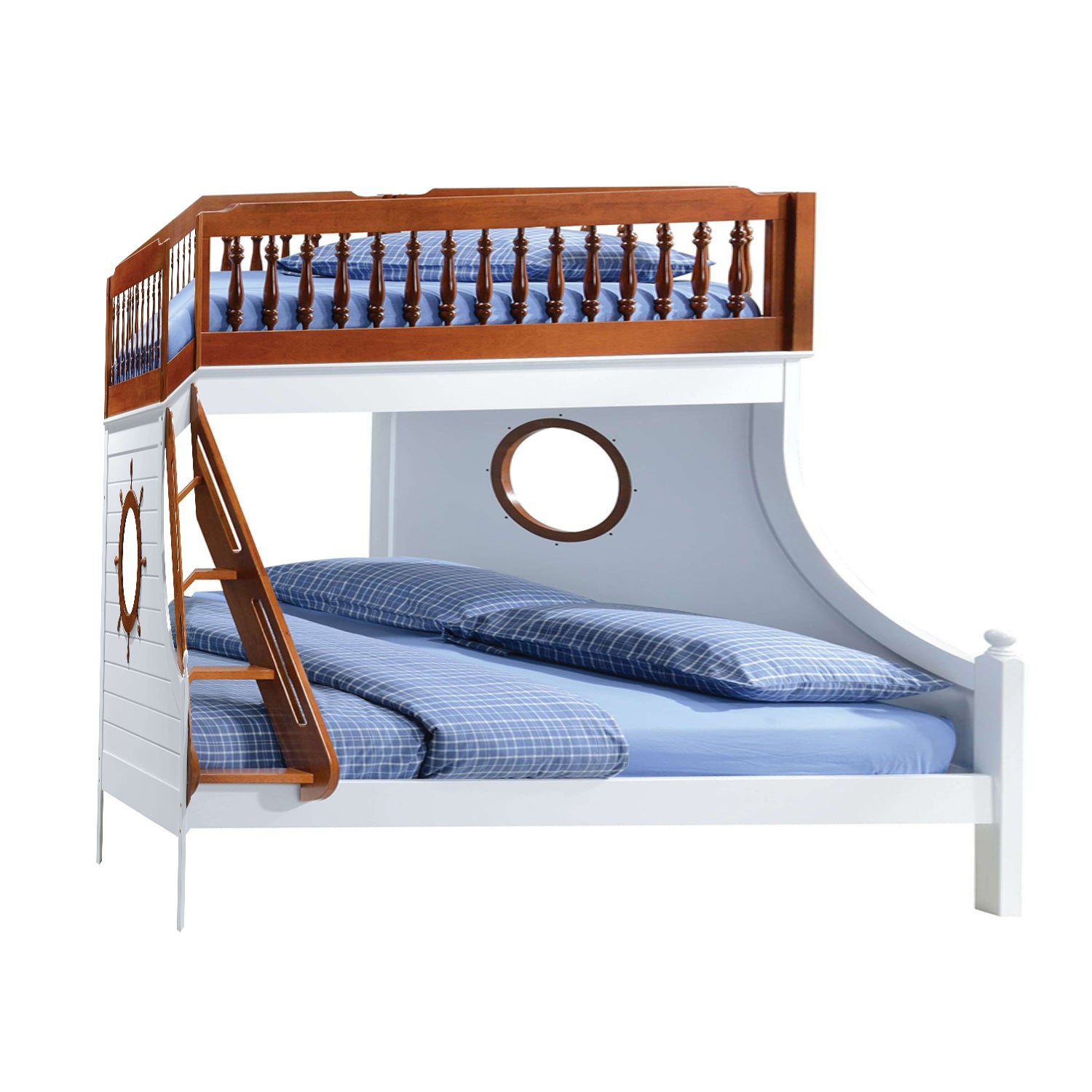 80" X 58" X 69" Twin Over Full Oak And White Bunk Bed Default Title