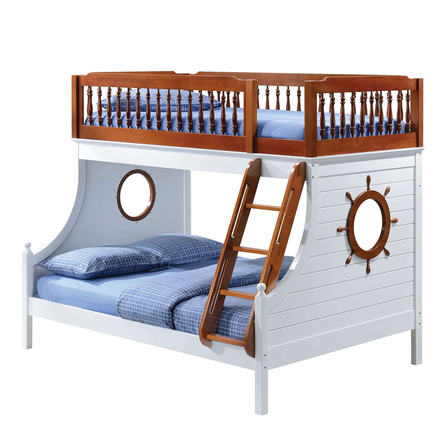 80" X 58" X 69" Twin Over Full Oak And White Bunk Bed Default Title