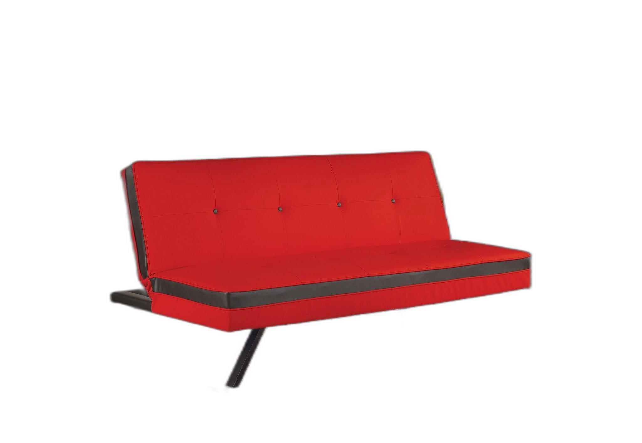 Adjustable Sofa, Red & Black PU - PU, Metal Leg Red & Black PU