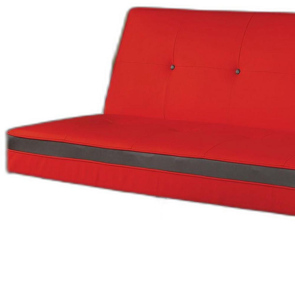 Adjustable Sofa, Red & Black PU - PU, Metal Leg Red & Black PU