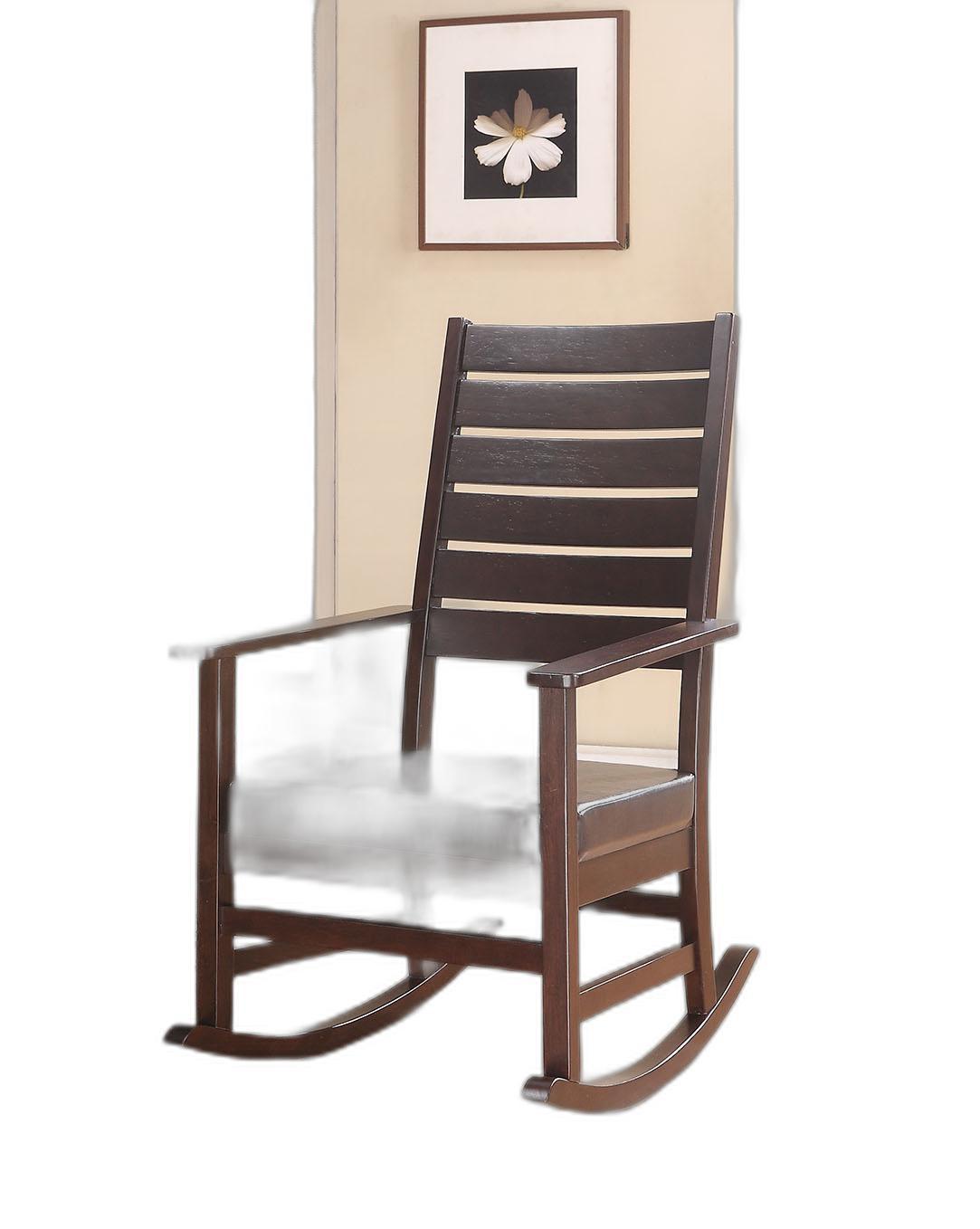 Rocking Chair, Cappuccino PU - Rubber Wood, Plywood & PU Cappuccino PU