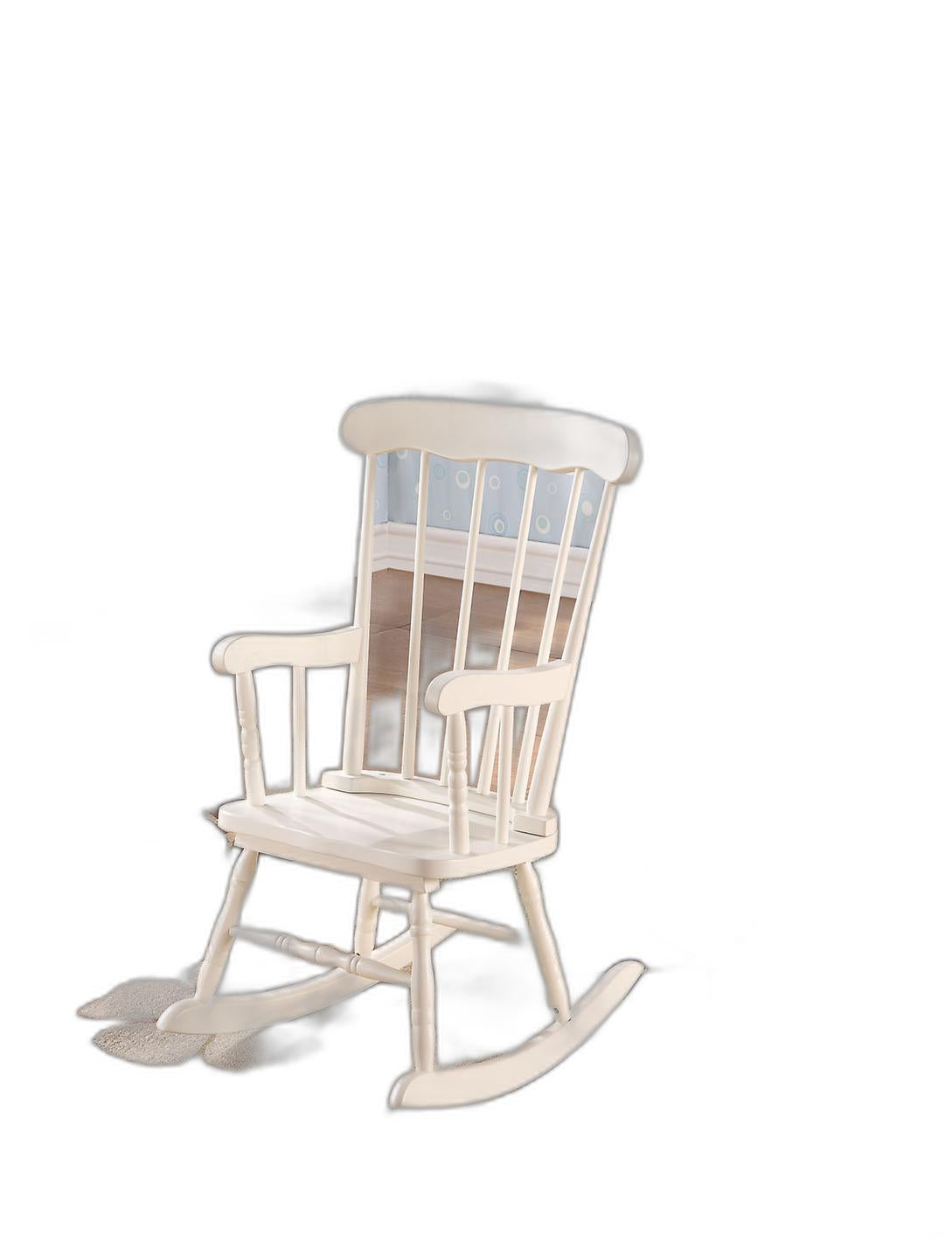 Tall White Wooden Rocking Chair For Children
