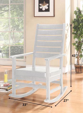 Rocking Chair, White Pu - Rubber Wood, Plywood & Pu White Pu