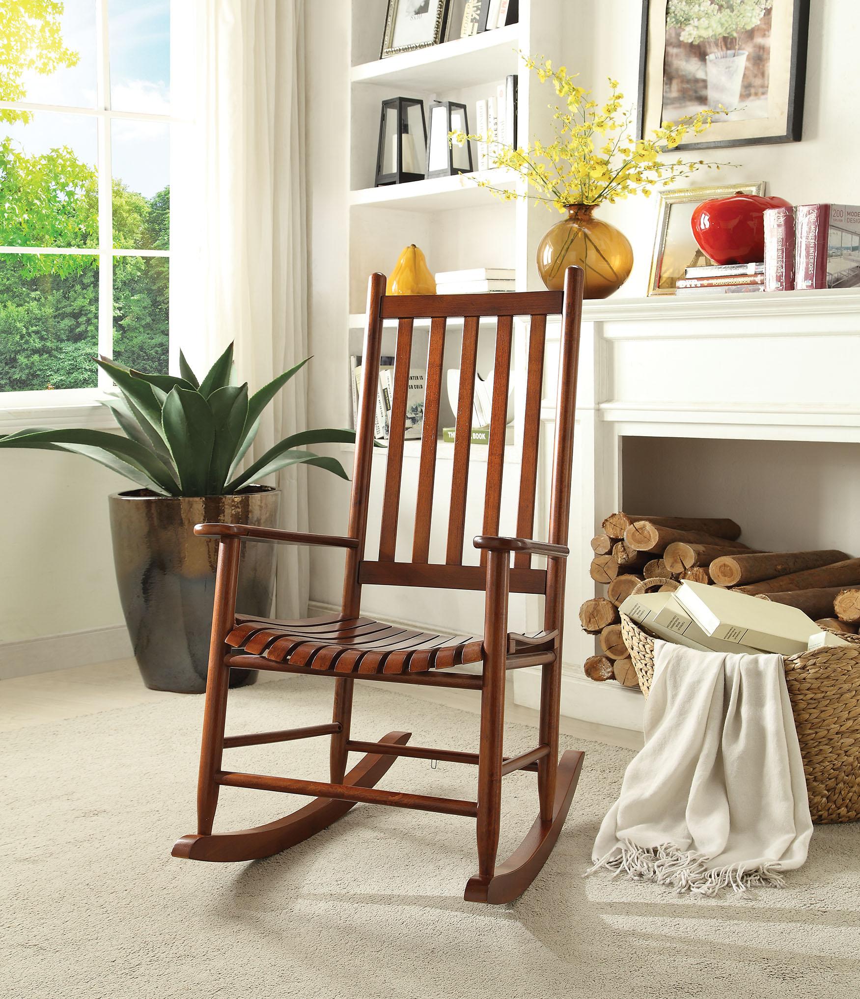 Rocking Chair, Cherry Oak - Rubber Wood Cherry Oak