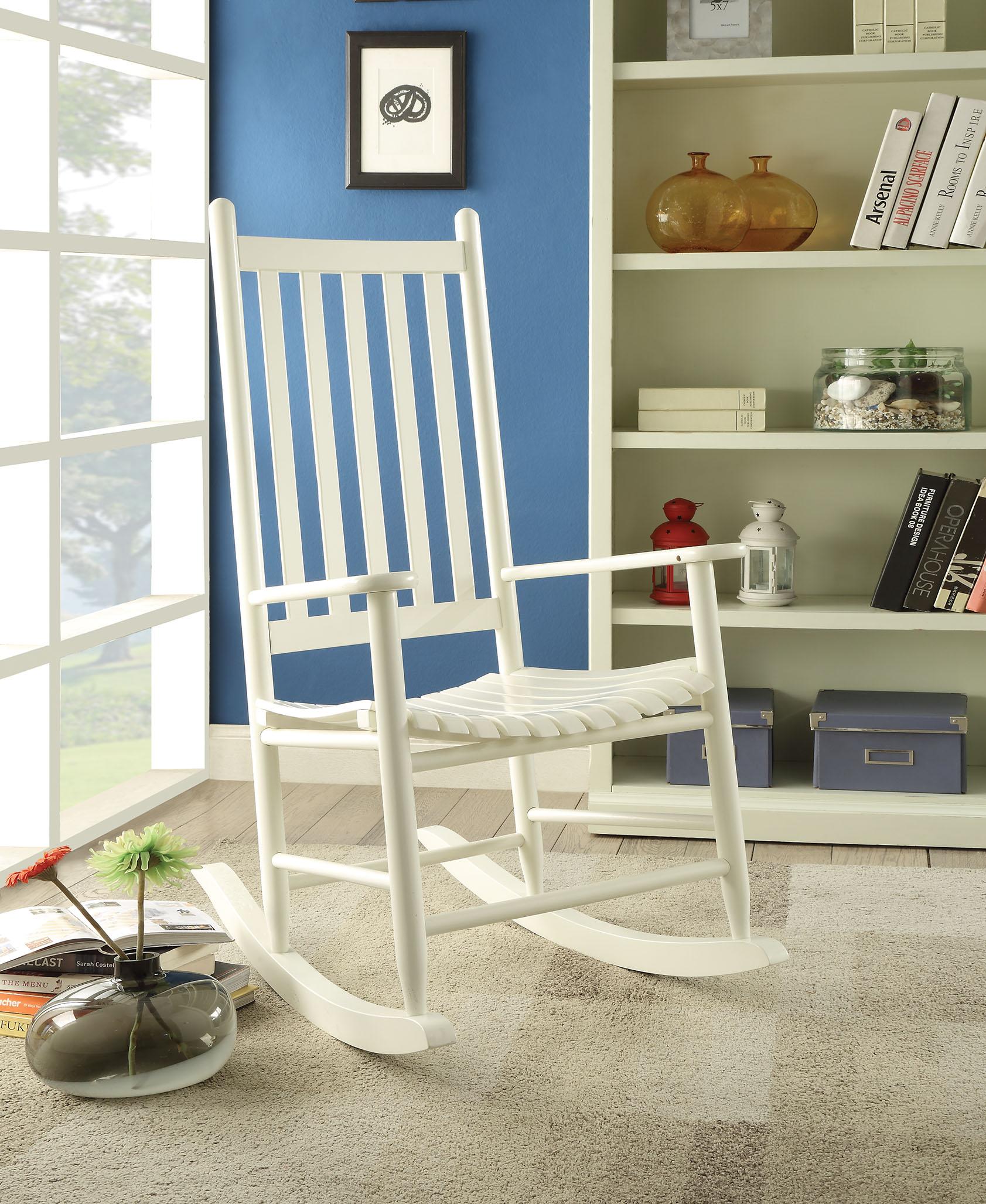 Rocking Chair, White - Rubber Wood White
