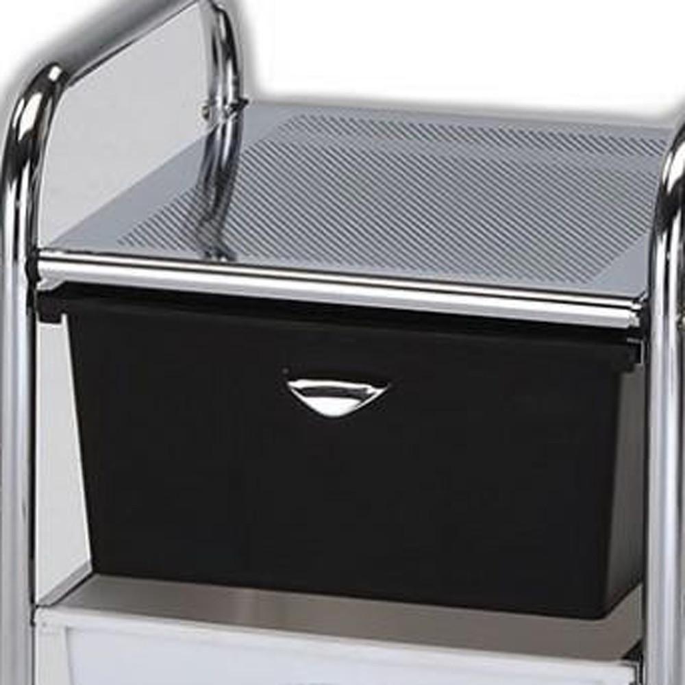 Achromatic Three Drawer Rolling Storage Cart