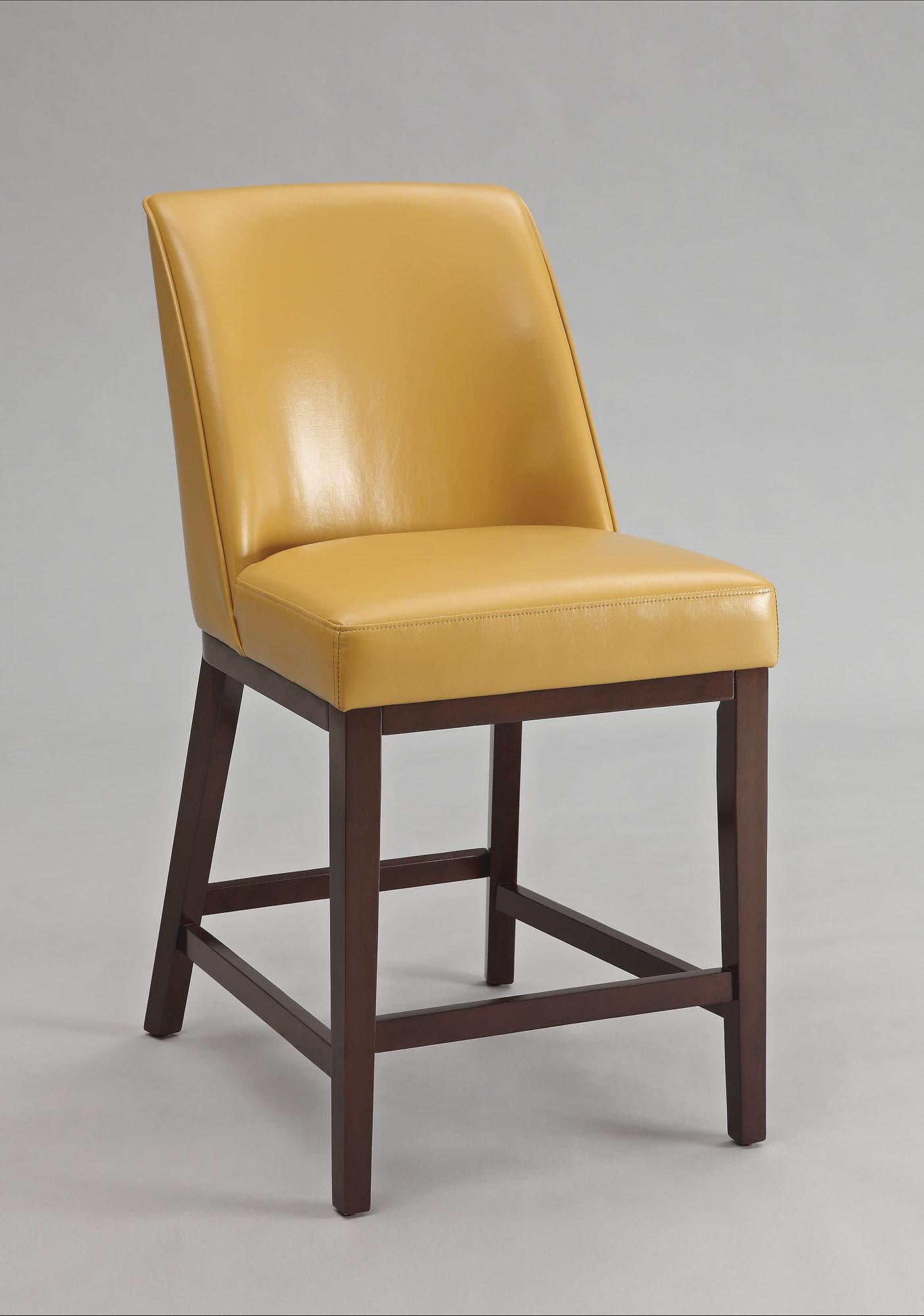 Counter Height Chair (Set-2), Yellow PU & Espresso - PU, FR Foam, Wood (Solid) Yellow PU & Espresso