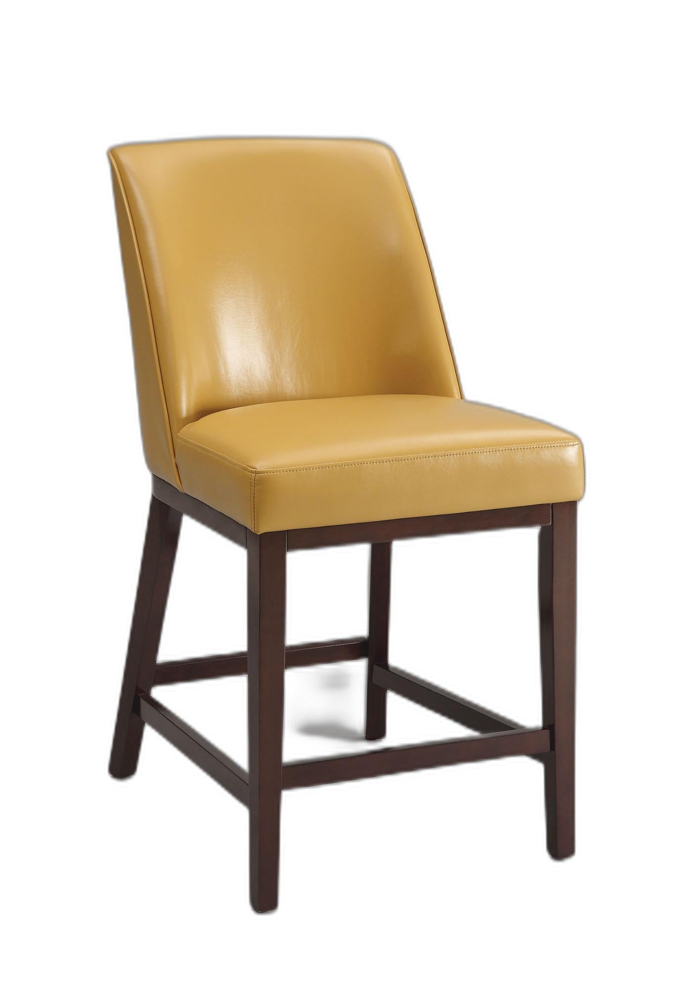 Counter Height Chair (Set-2), Yellow PU & Espresso - PU, FR Foam, Wood (Solid) Yellow PU & Espresso