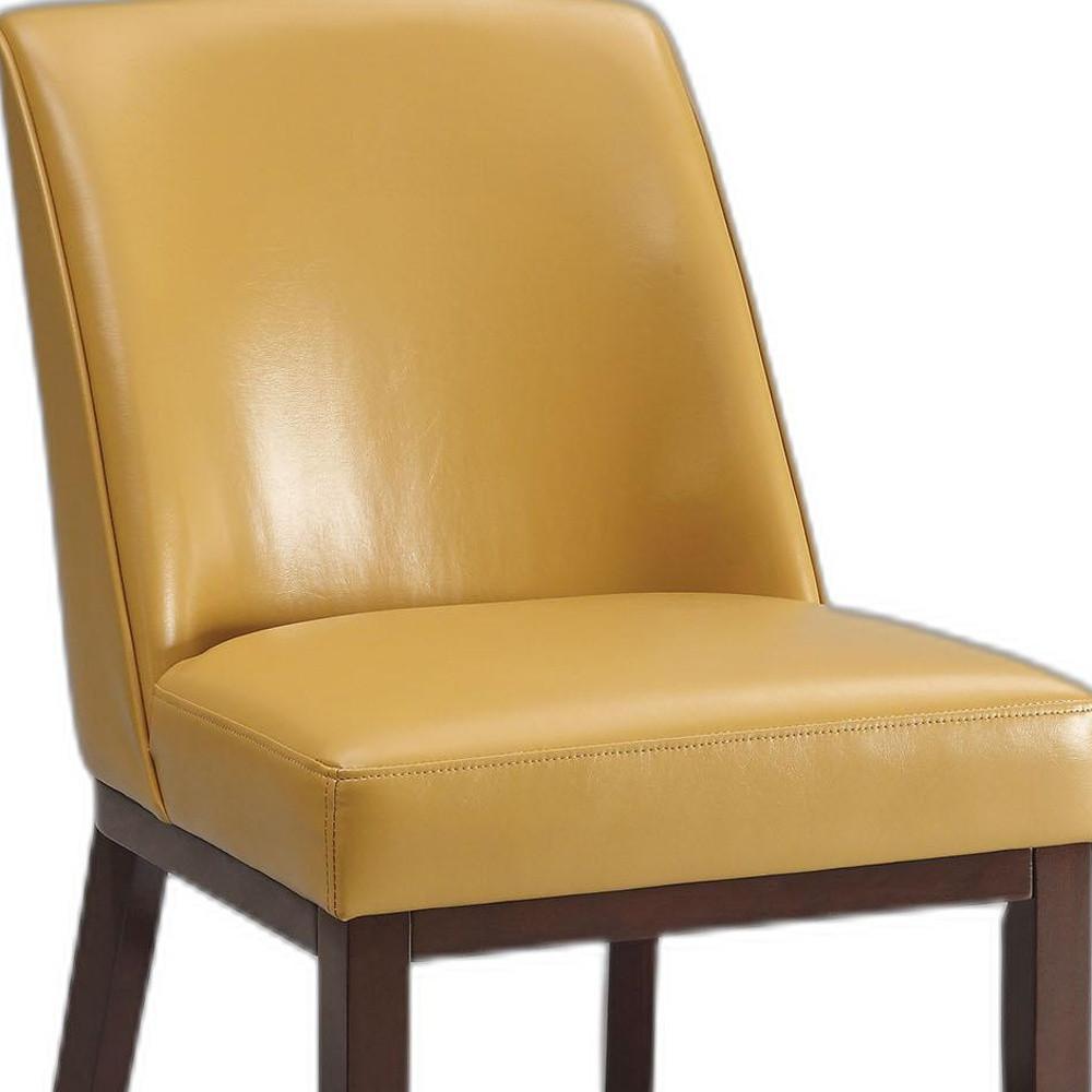 Counter Height Chair (Set-2), Yellow PU & Espresso - PU, FR Foam, Wood (Solid) Yellow PU & Espresso