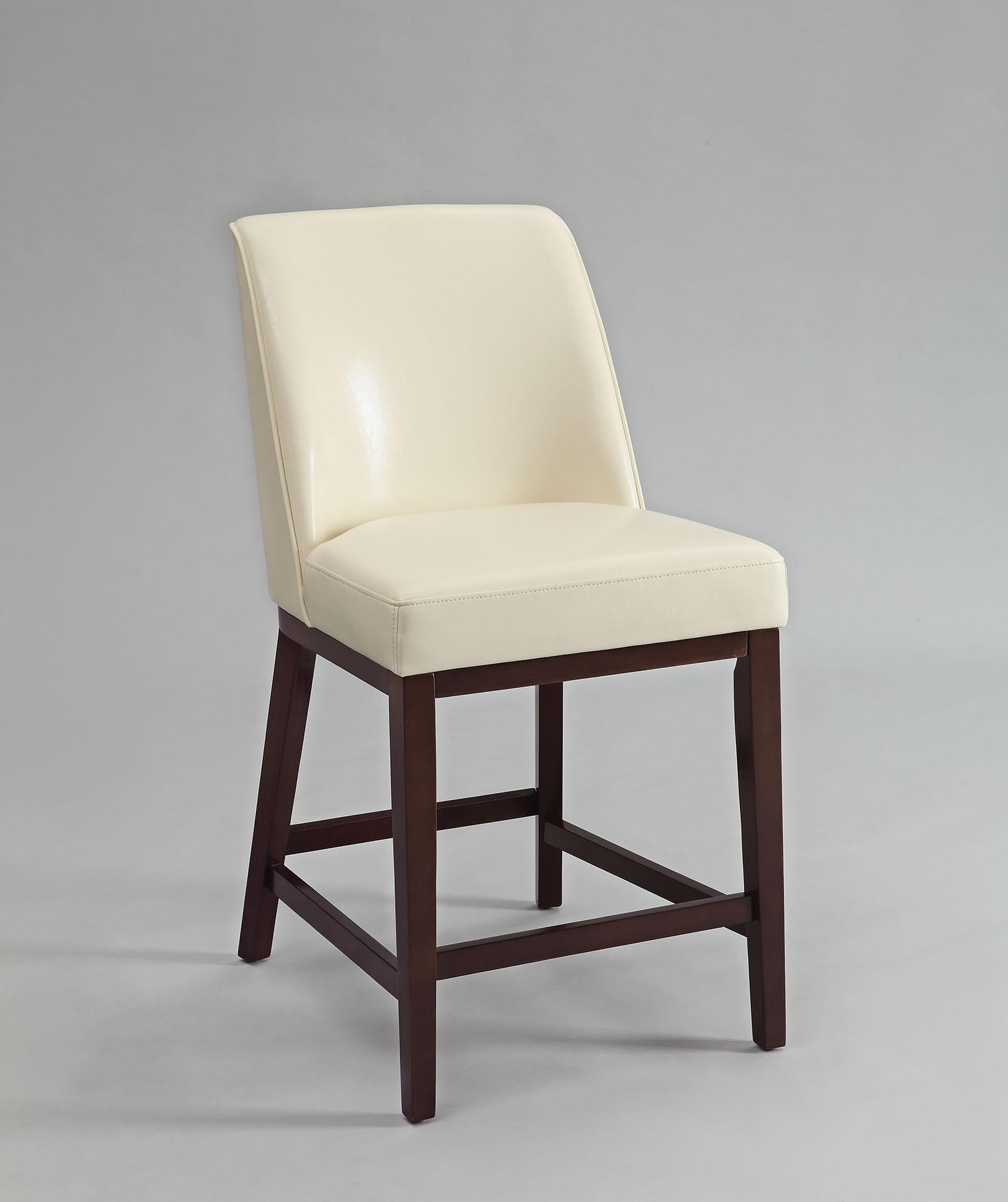 Counter Height Chair (Set-2), Ivory PU & Espresso - PU, FR Foam, Wood (Solid) Ivory PU & Espresso