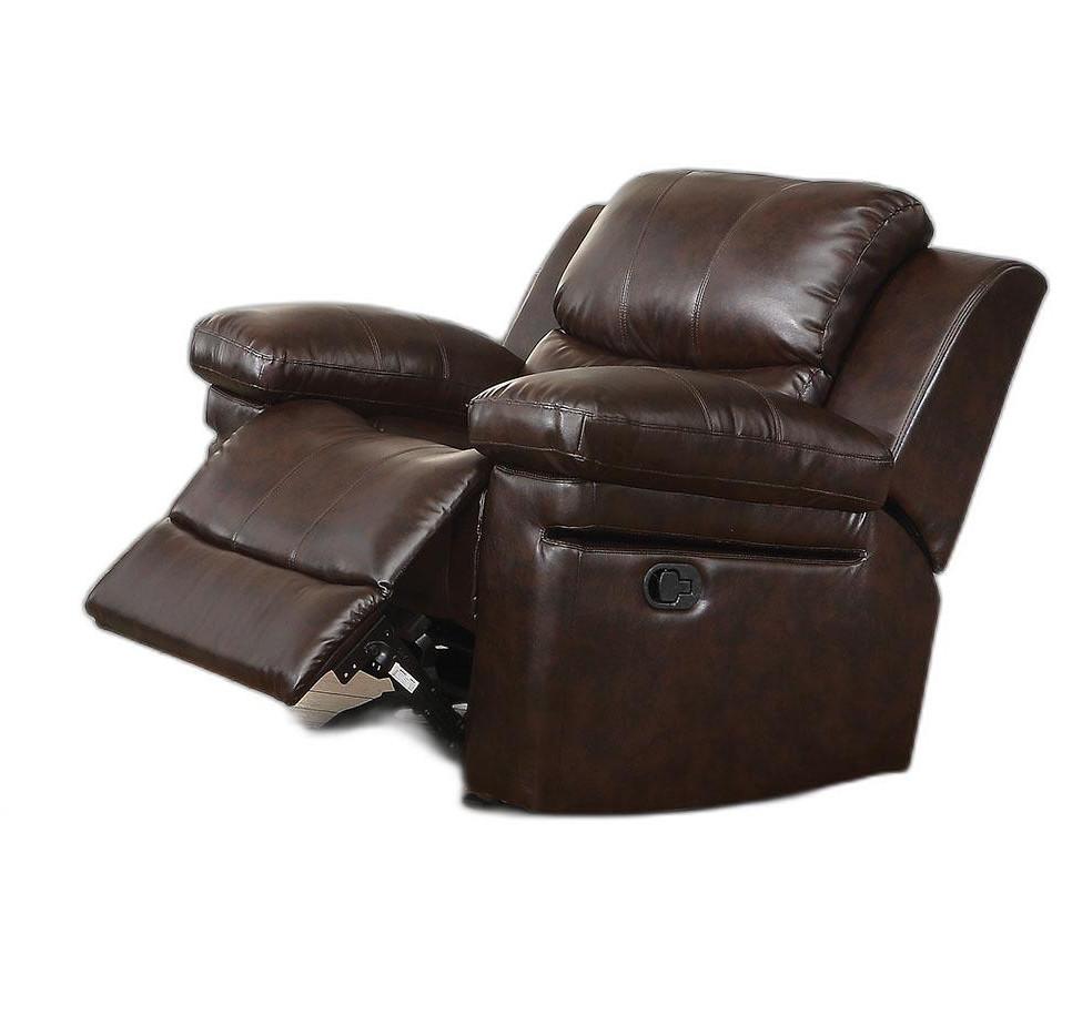 Glider Recliner (Motion), Dark Brown Leather-Aire - Leather-Aire, Metal Recli Dark Brown Leather-Aire