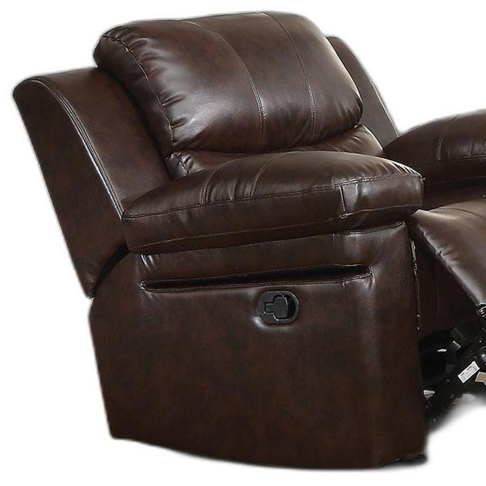 Glider Recliner (Motion), Dark Brown Leather-Aire - Leather-Aire, Metal Recli Dark Brown Leather-Aire