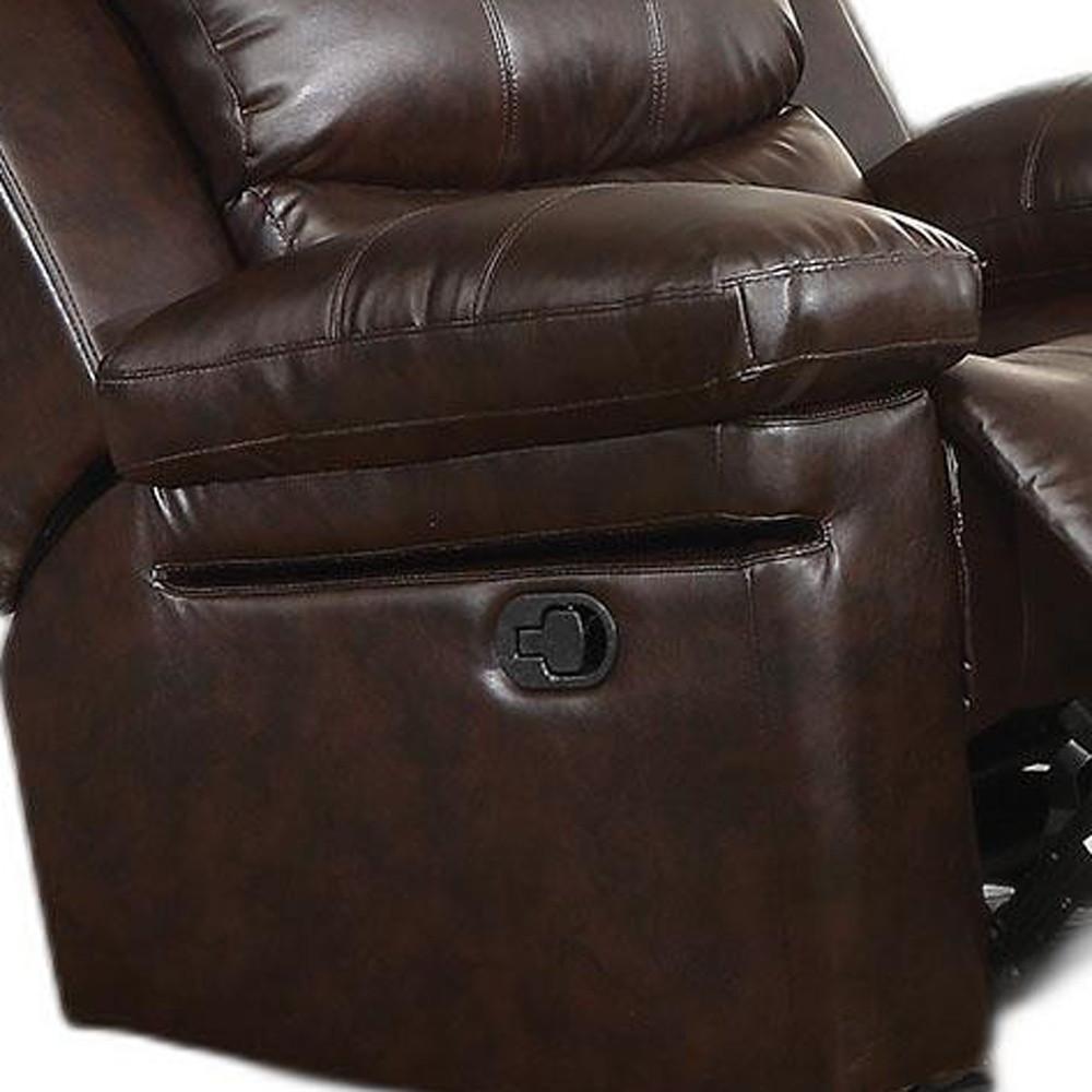 Glider Recliner (Motion), Dark Brown Leather-Aire - Leather-Aire, Metal Recli Dark Brown Leather-Aire