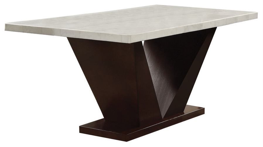 Contemporary White Marble And Walnut Dining Table