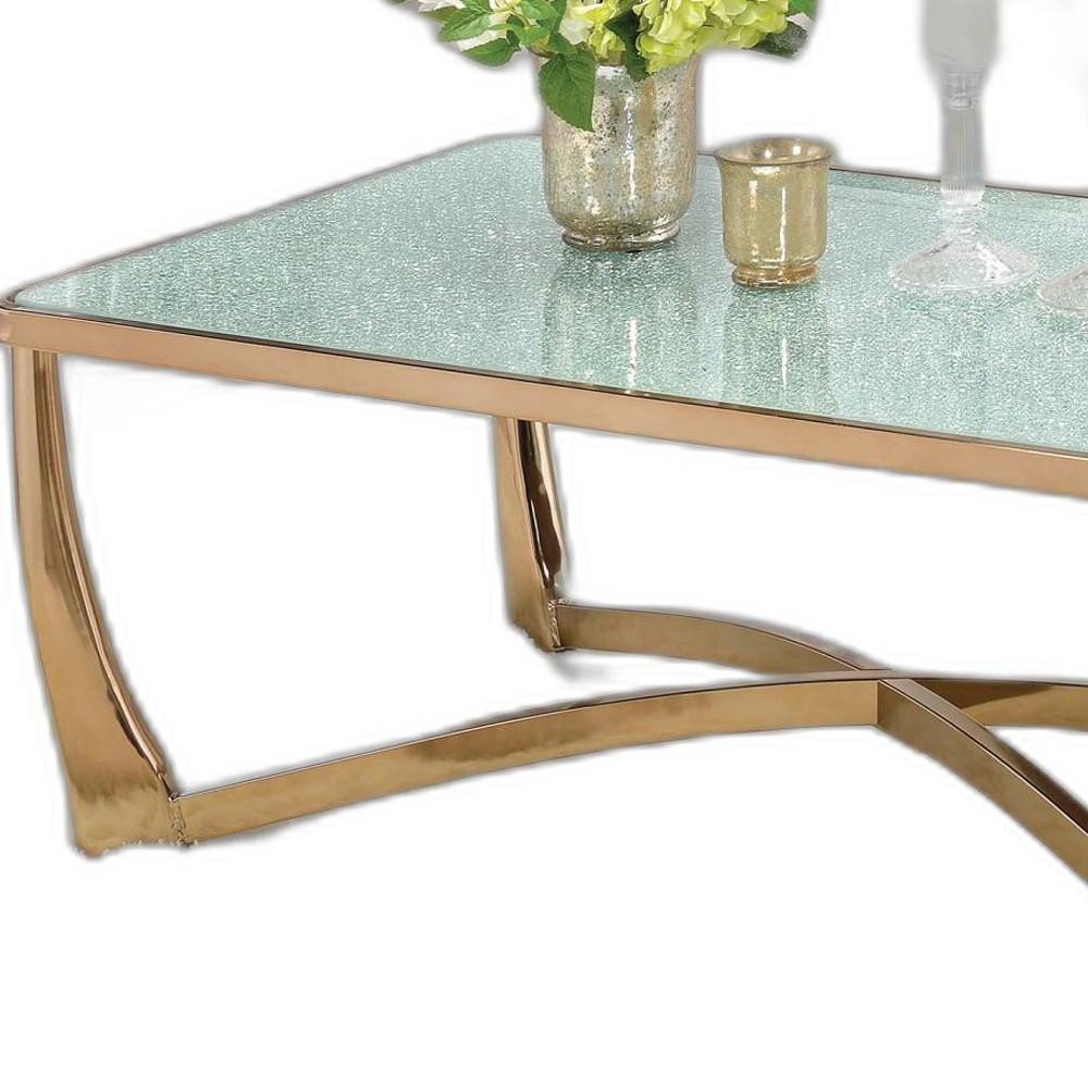 Coffee Table, Champagne & Crackle Mirror - Crackle Glass w/Mirror, M Champagne & Crackle Mirror