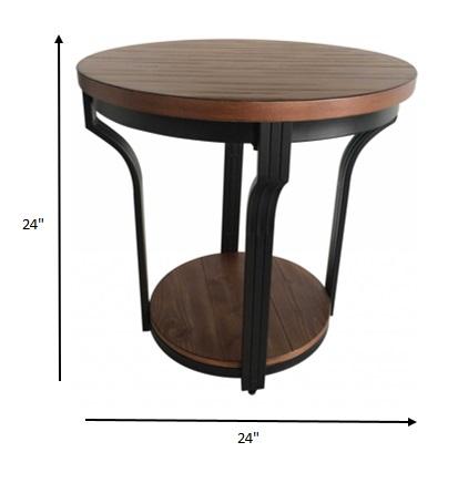 End Table (1 Shelf) Oak  Black - MDF Metal Oak  Black