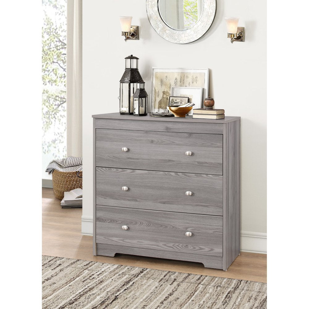 Contemporary Style Gray Finish Three Drawer Chest