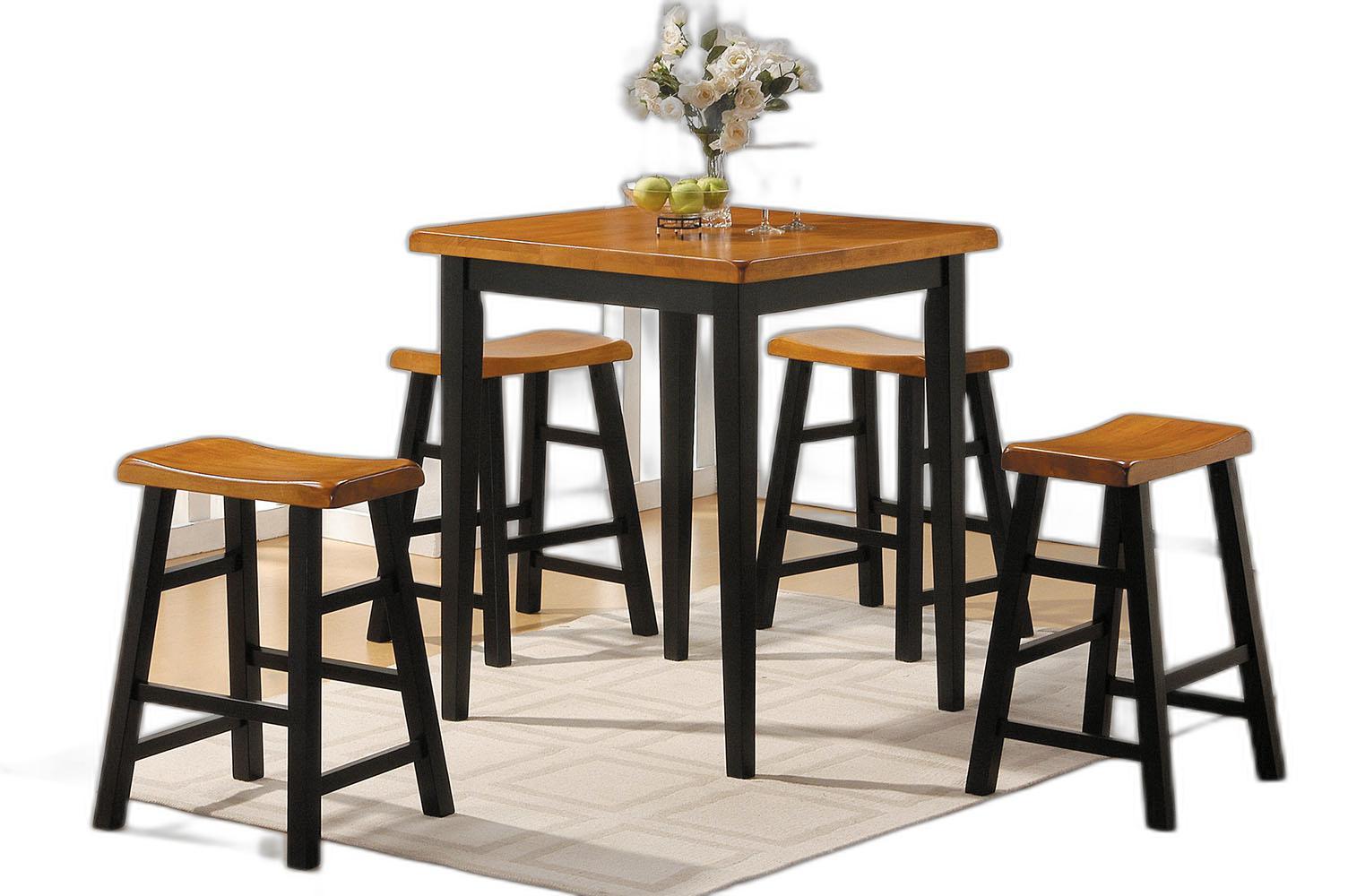 Mod Black and Natural Counter Height Five Piece Dining Set