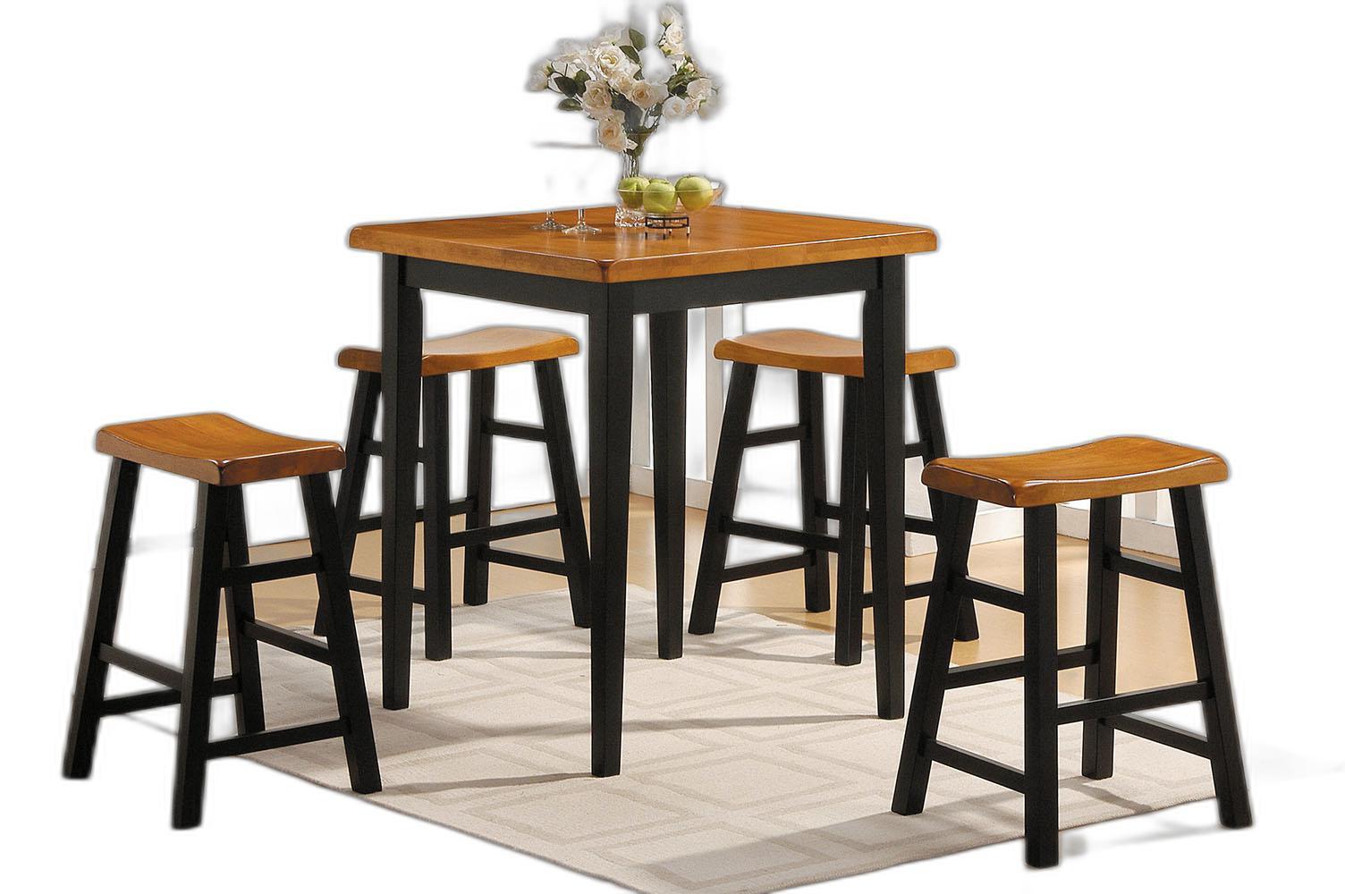 Mod Black and Natural Counter Height Five Piece Dining Set