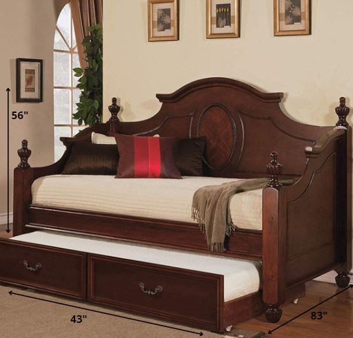 83" X 43" X 56" Cherry Pine Wood Twin Daybed Default Title